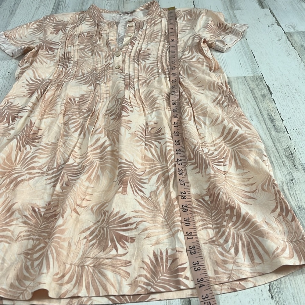 Faherty Gemina Linen Blend Shift Dress in Peach Palms Size Small - Picture 9 of 12